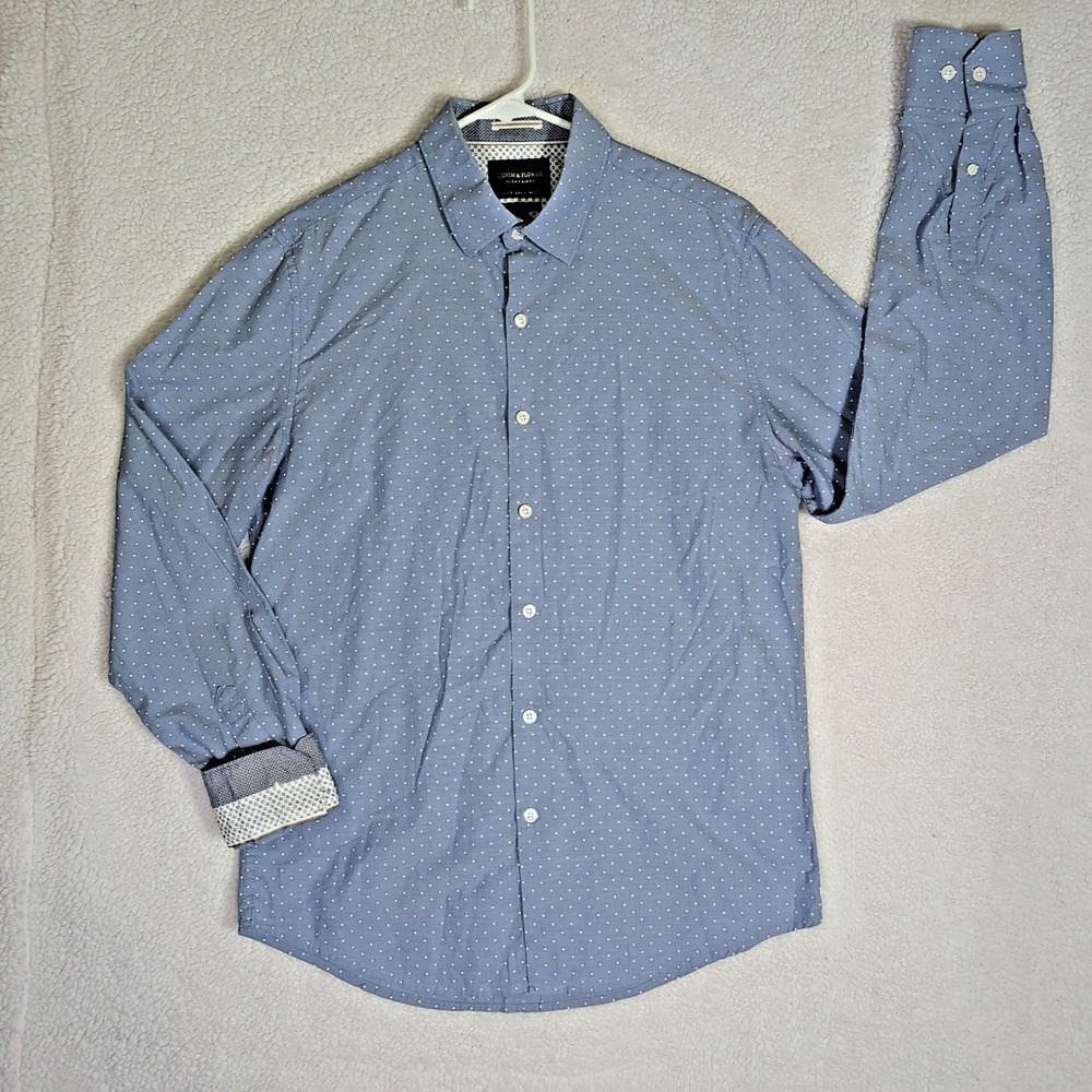 Denim & Flowers Ricky Singh Mens Sz Small Light Blue Long Sleeve Buttton up 0047